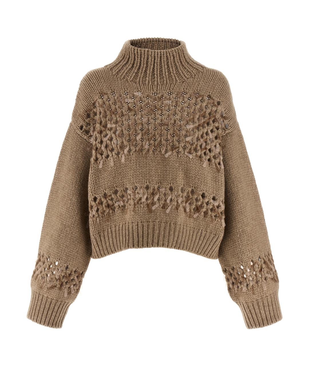 BRUNELLO CUCINELLI Бежевый кашемировый джемпер / свитер, фото 1