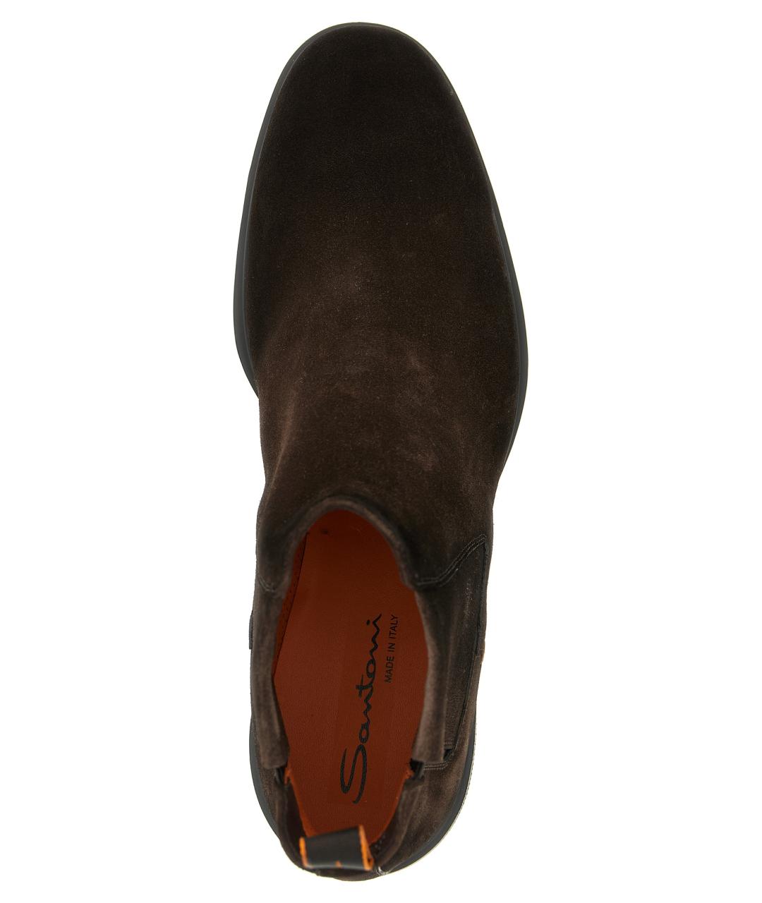 SANTONI Коричневые замшевые высокие ботинки, фото 4