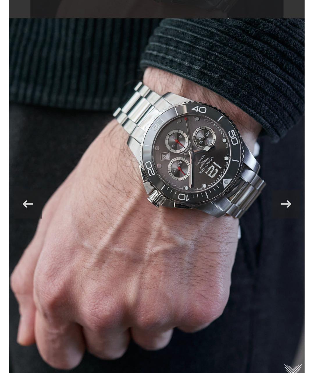 LONGINES Черные стальные часы, фото 9