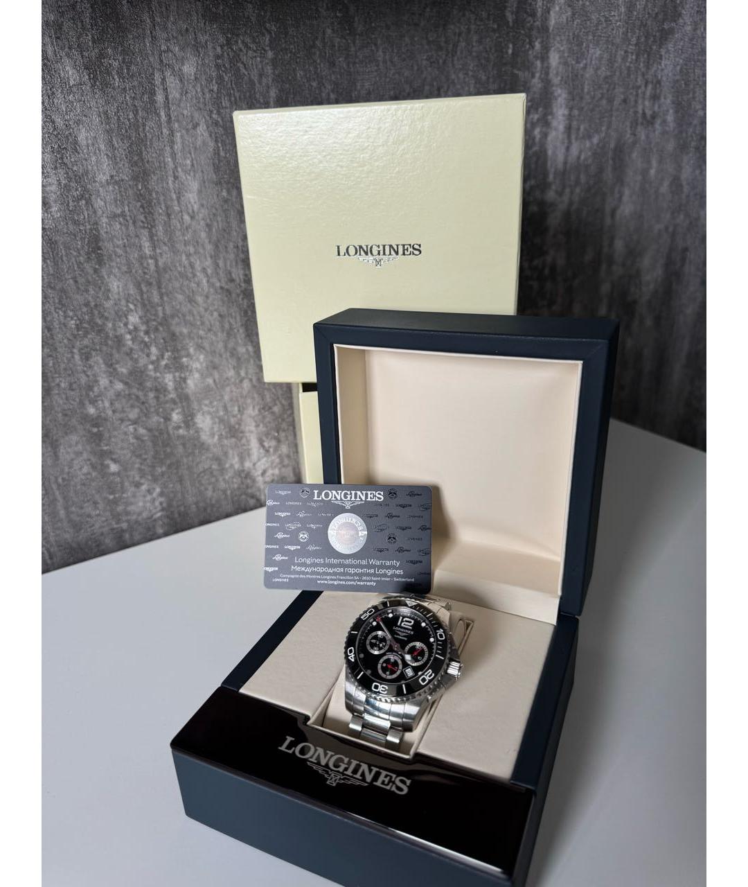 LONGINES Черные стальные часы, фото 3