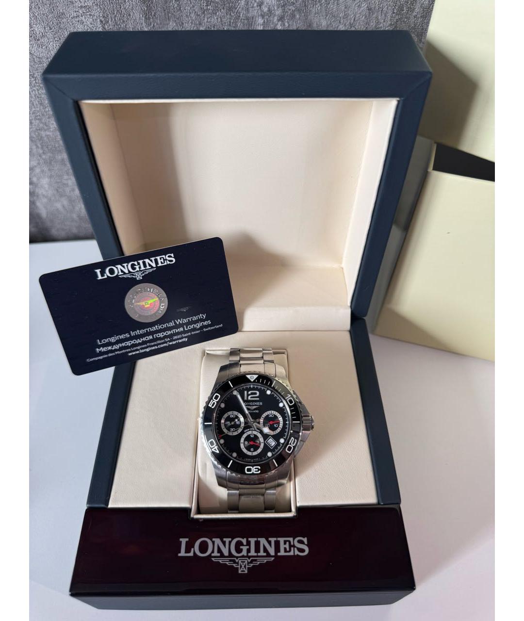 LONGINES Черные стальные часы, фото 2