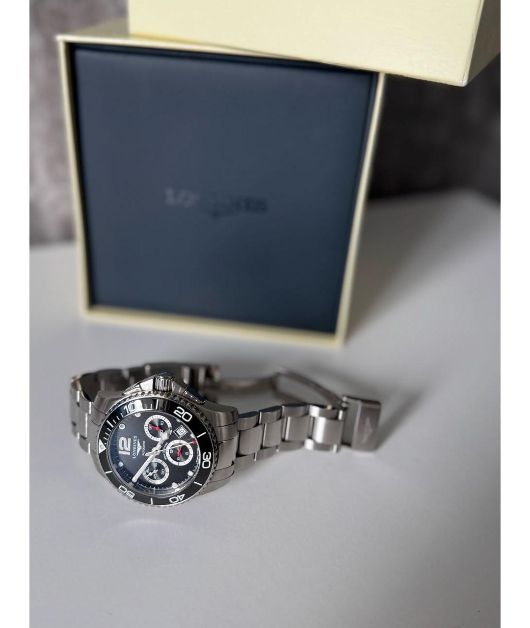 LONGINES Черные стальные часы, фото 4