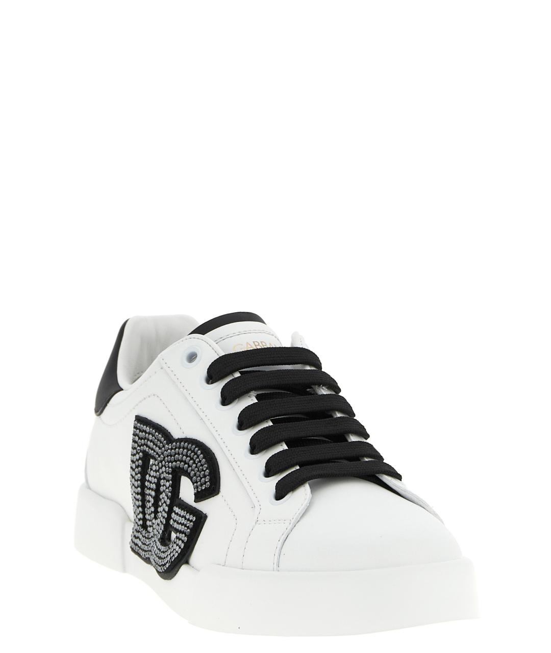 DOLCE&GABBANA Белые кожаные кеды, фото 2