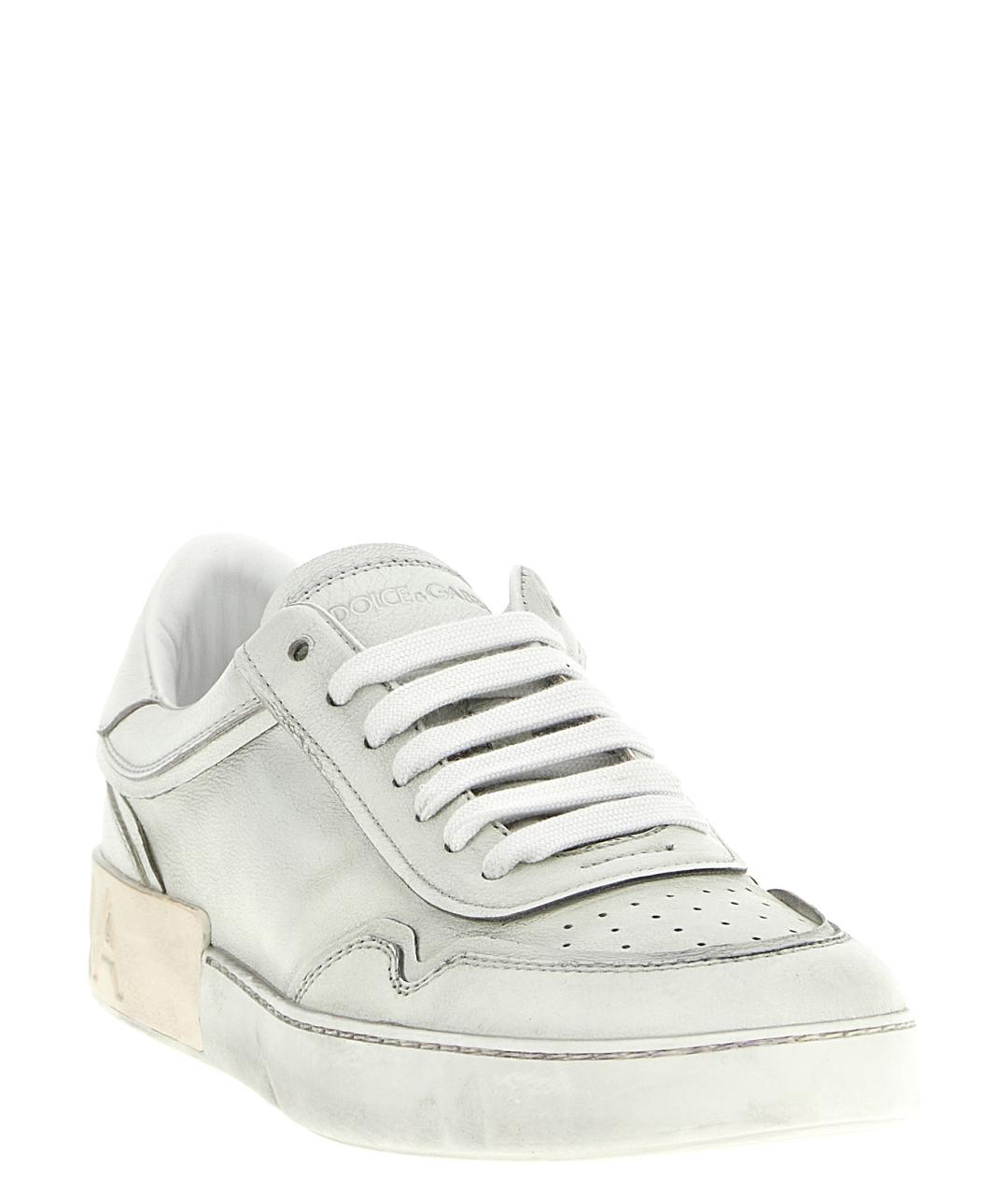 DOLCE&GABBANA Белые кожаные низкие кроссовки / кеды, фото 3