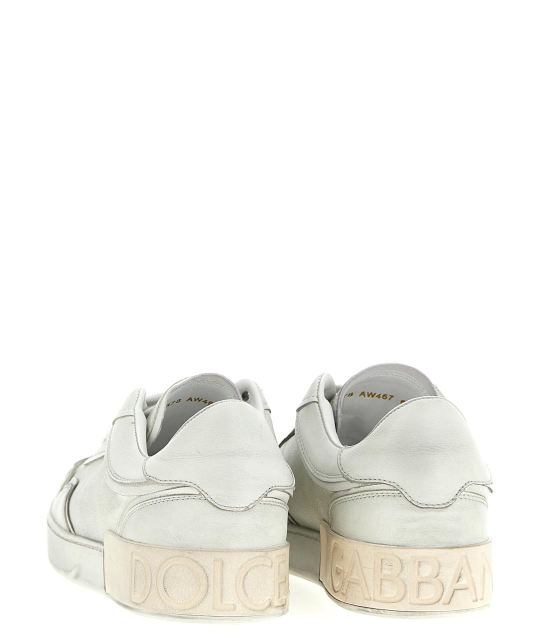DOLCE&GABBANA Белые кожаные низкие кроссовки / кеды, фото 2