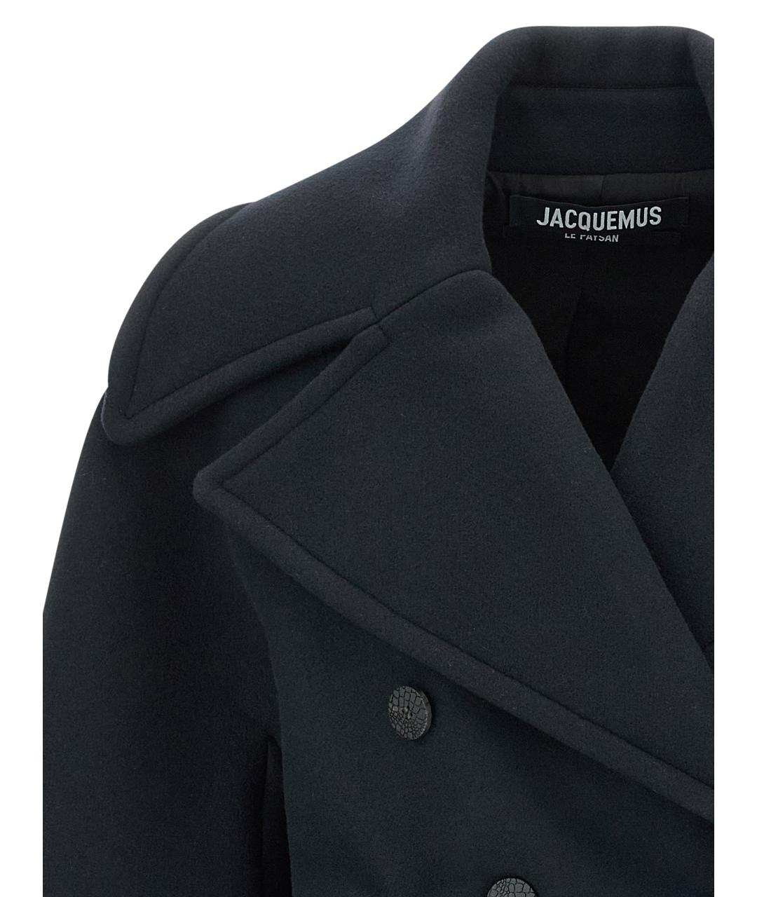 JACQUEMUS Темно-синее шерстяное пальто, фото 3