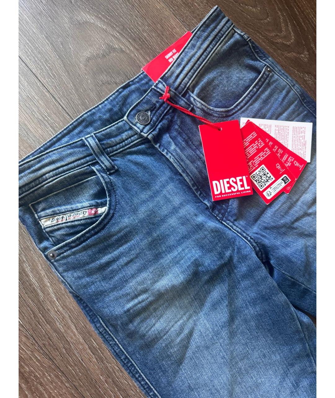 DIESEL Темно-синие хлопко-эластановые джинсы слим, фото 7