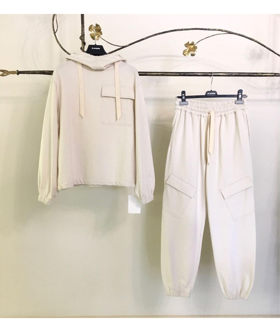 JIL SANDER Бежевые хлопковые брюки широкие, фото 5