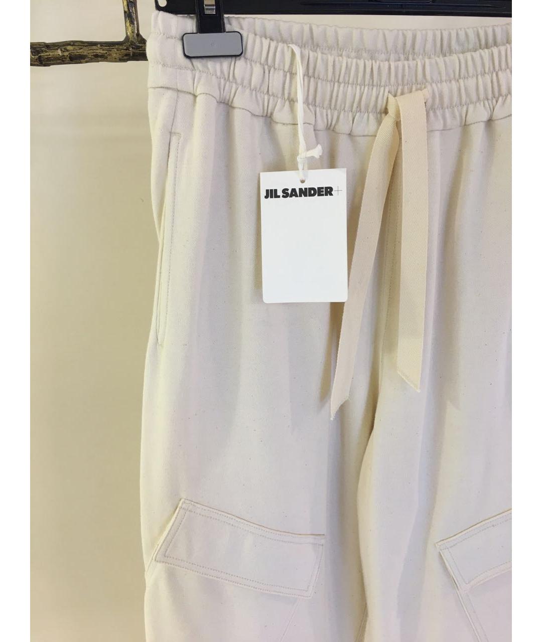 JIL SANDER Бежевые хлопковые брюки широкие, фото 3