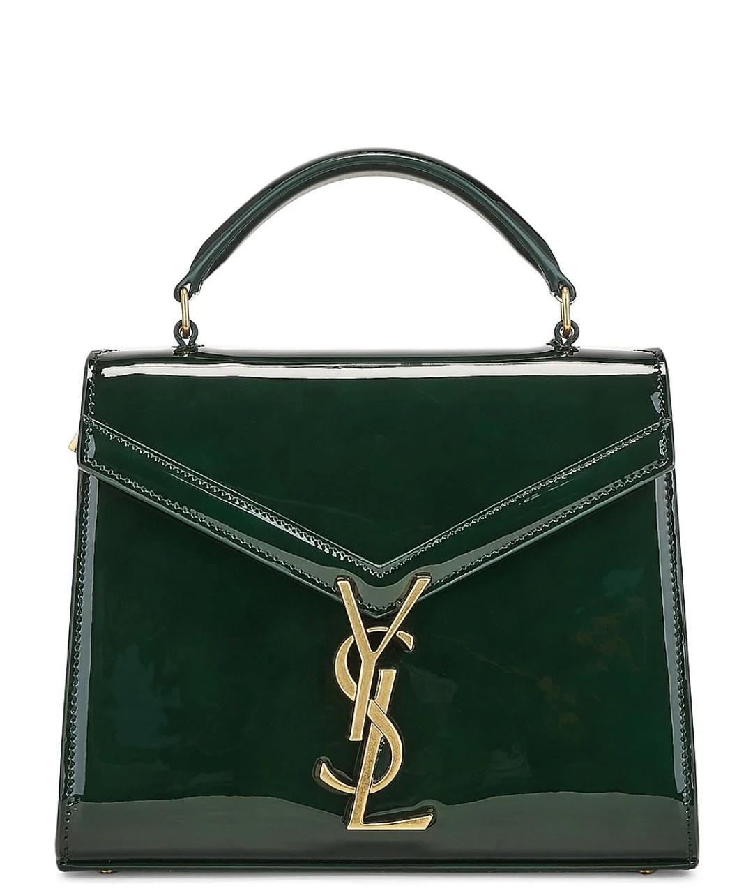 SAINT LAURENT Зеленая сумка тоут из лакированной кожи, фото 1