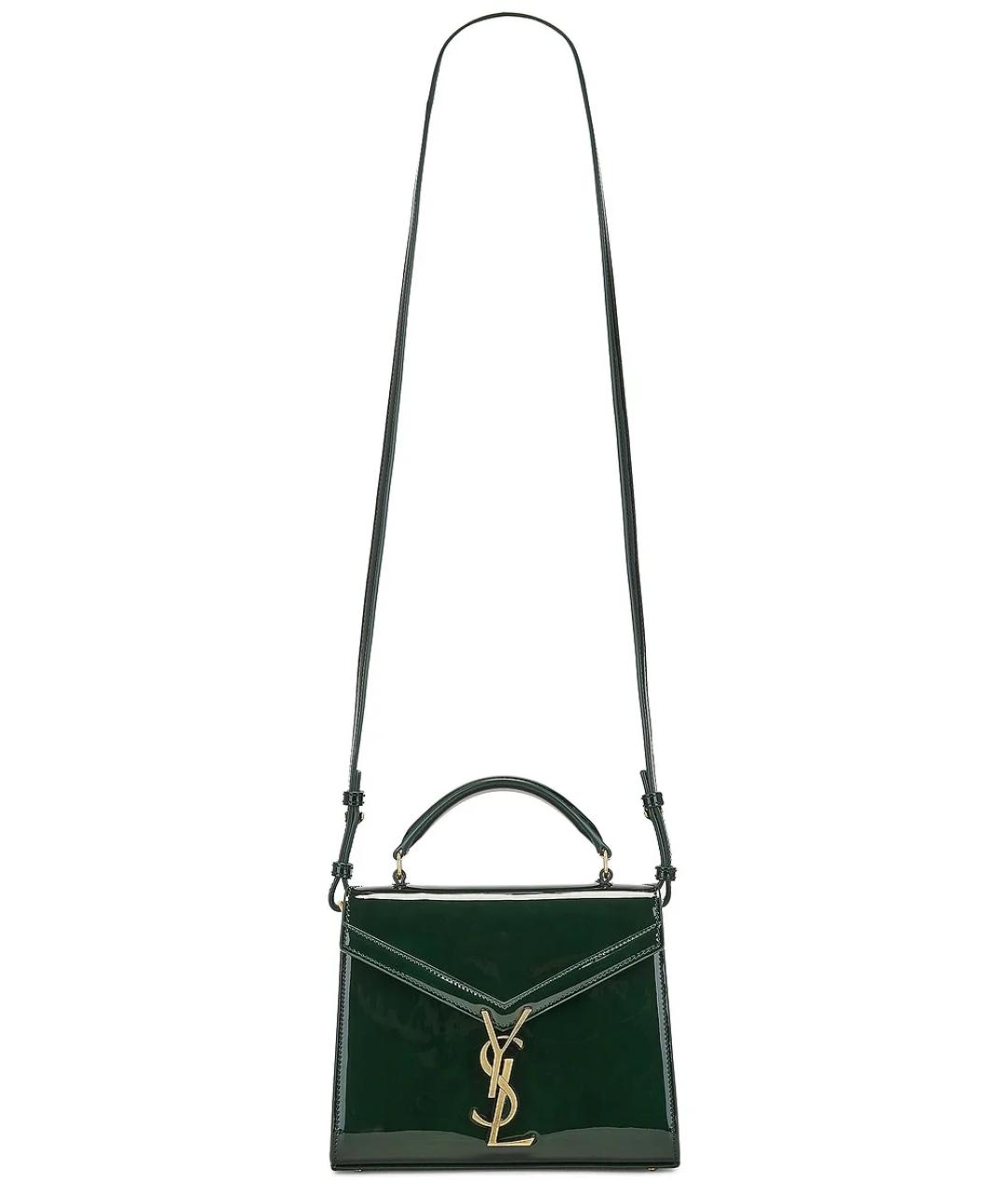 SAINT LAURENT Зеленая сумка тоут из лакированной кожи, фото 3