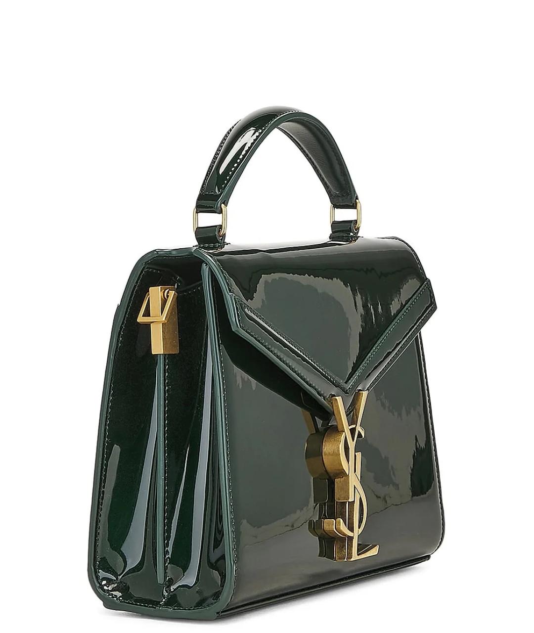 SAINT LAURENT Зеленая сумка тоут из лакированной кожи, фото 2