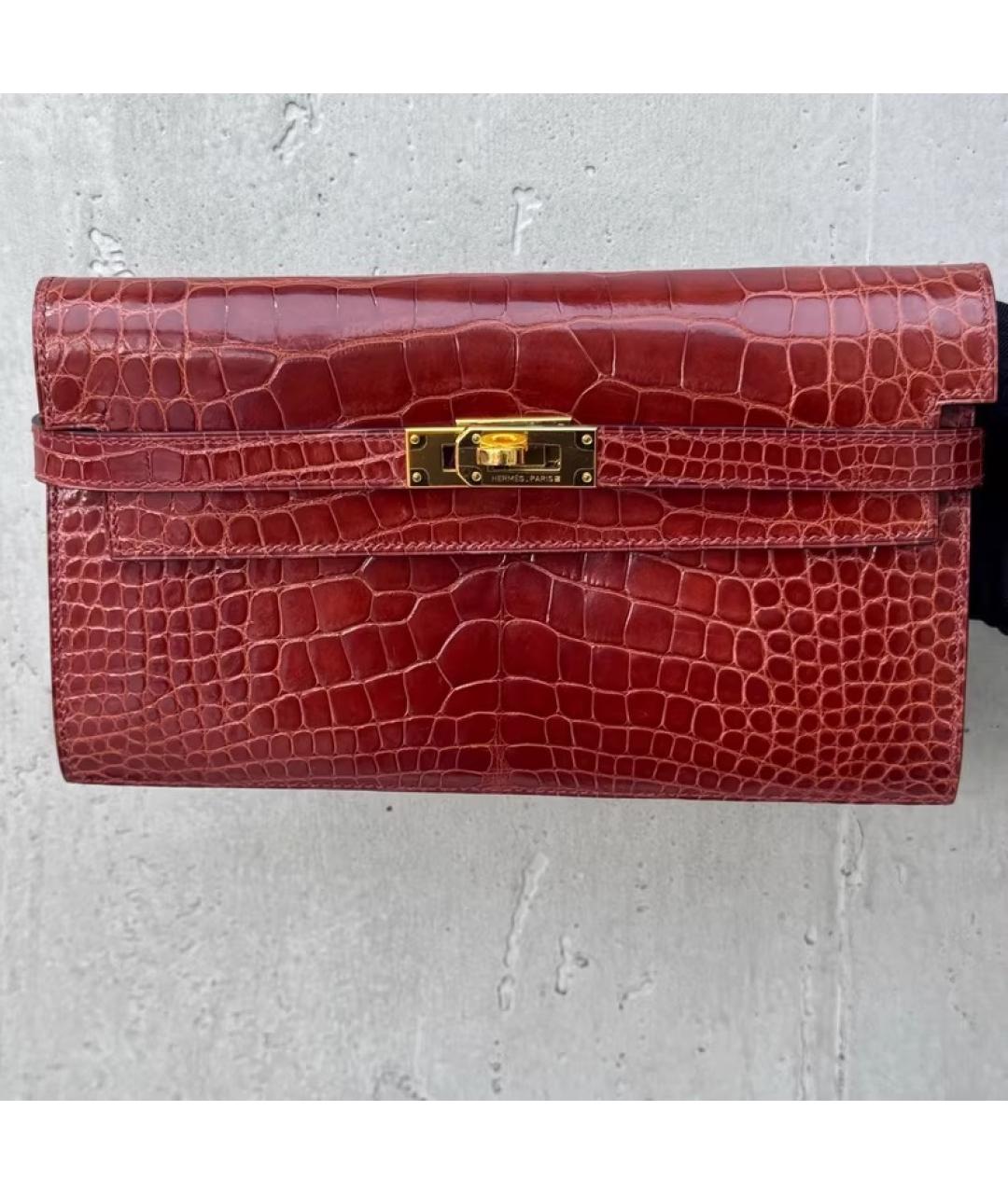 HERMES Красный кошелек из экзотической кожи, фото 7