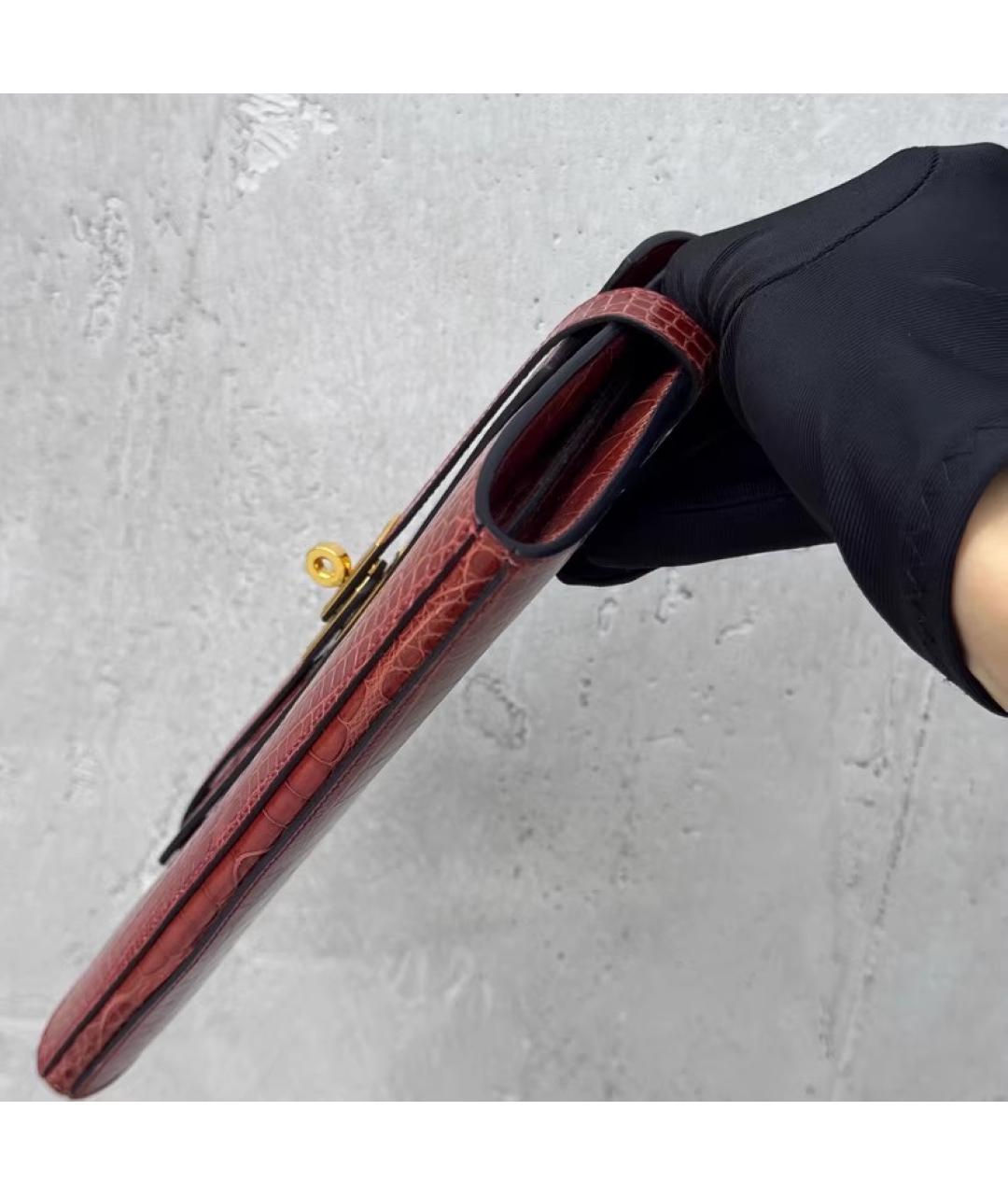 HERMES Красный кошелек из экзотической кожи, фото 6