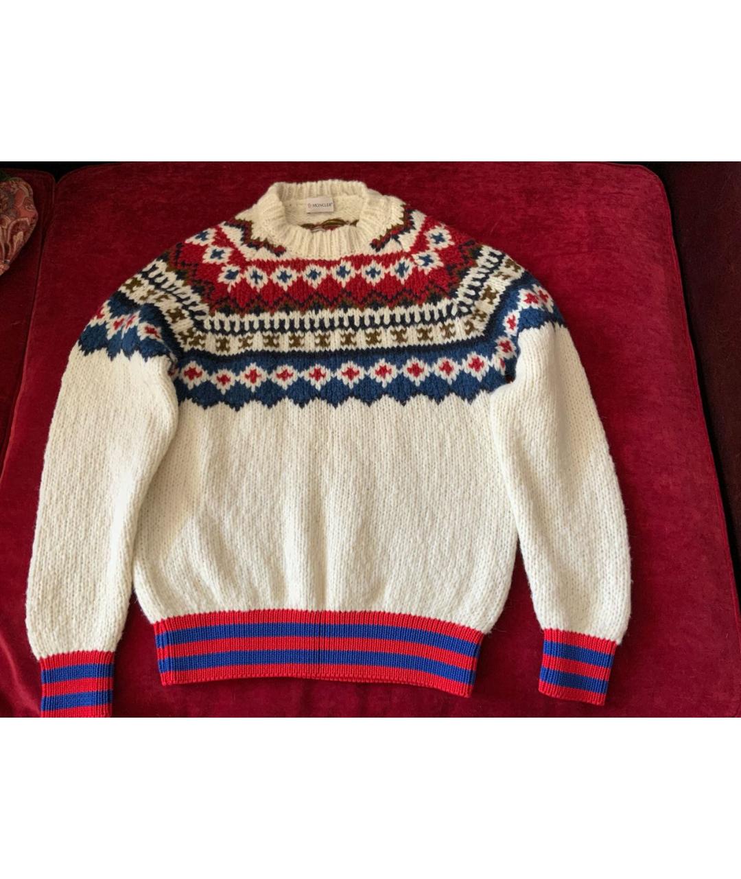 MONCLER Белый шерстяной джемпер / свитер, фото 5