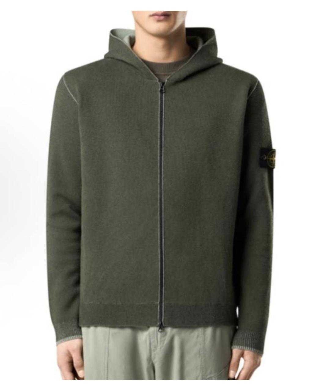 STONE ISLAND Хаки хлопковый кардиган, фото 2