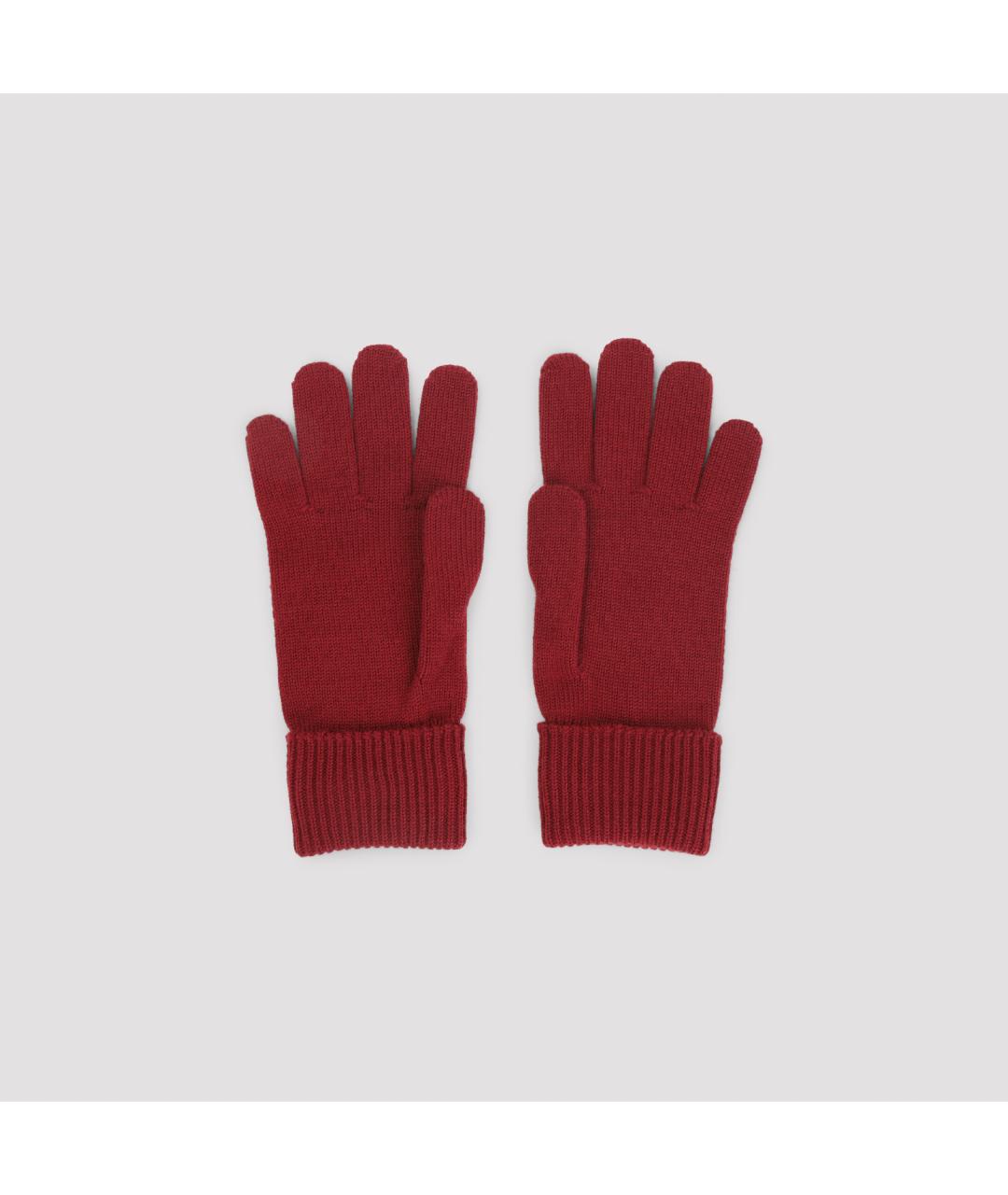 GUCCI Бордовые шерстяные перчатки, фото 4
