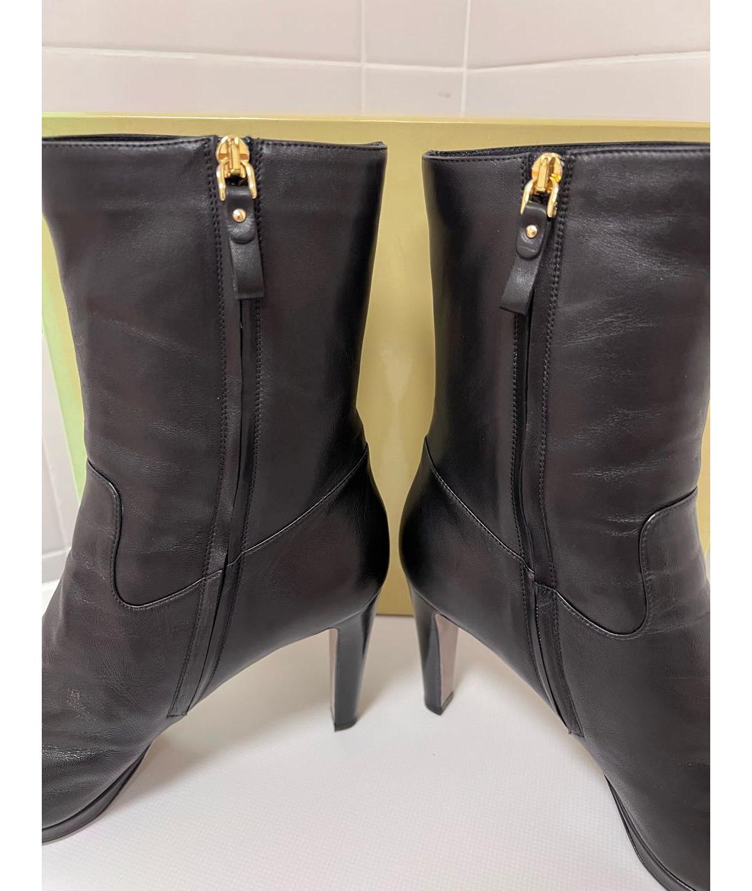 SERGIO ROSSI Черные кожаные полусапоги, фото 8