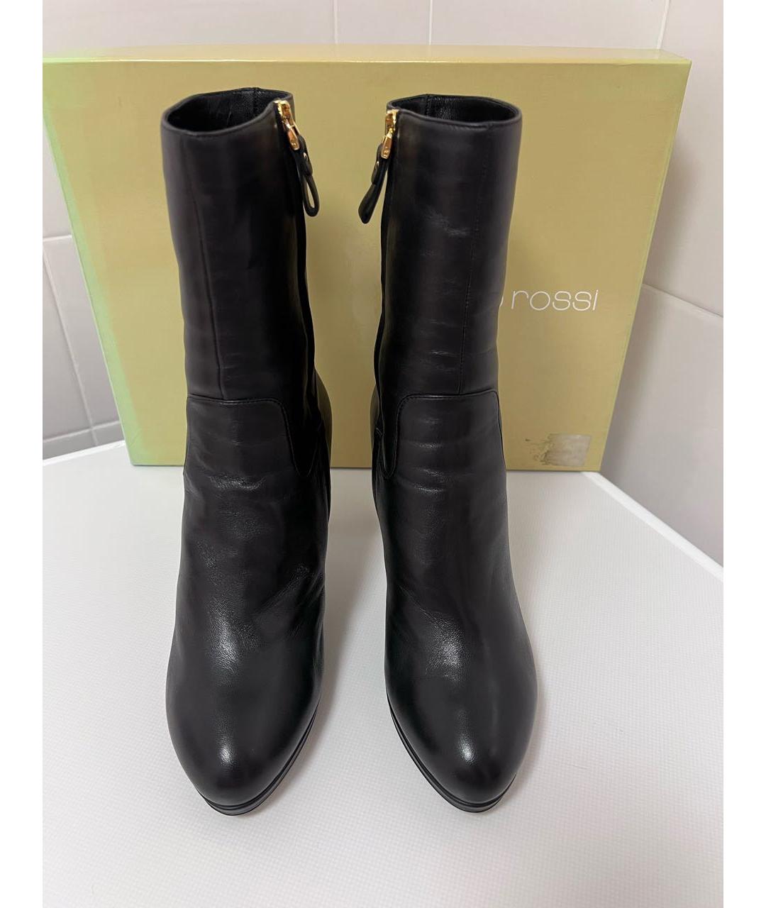 SERGIO ROSSI Черные кожаные полусапоги, фото 2
