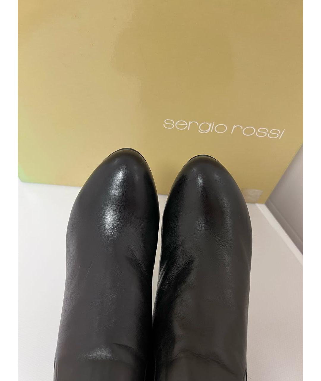 SERGIO ROSSI Черные кожаные полусапоги, фото 4