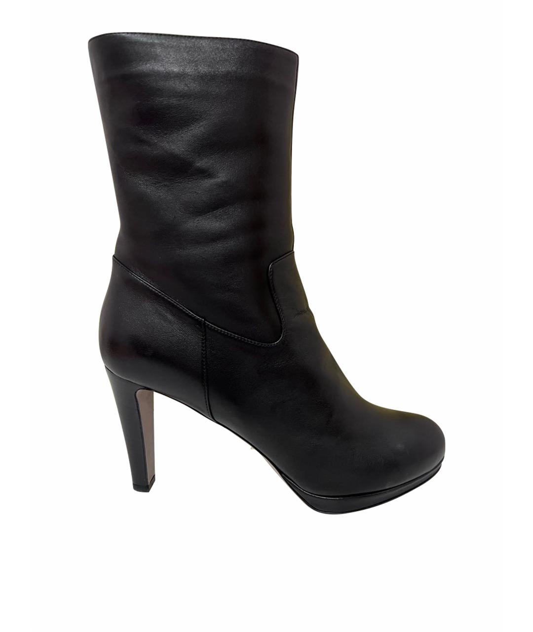 SERGIO ROSSI Черные кожаные полусапоги, фото 1