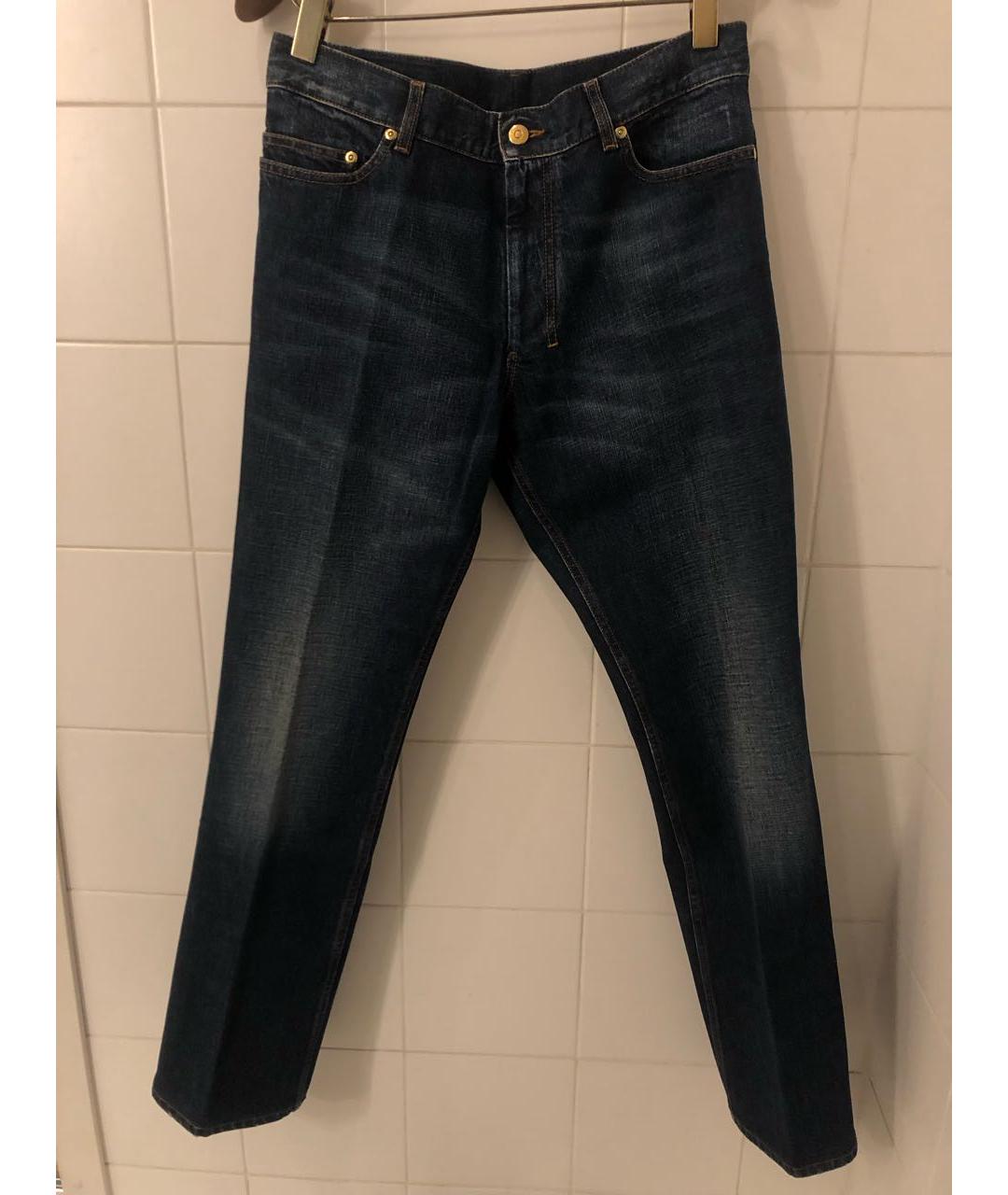 YVES SAINT LAURENT VINTAGE Синие хлопко-полиэстеровые прямые джинсы, фото 8