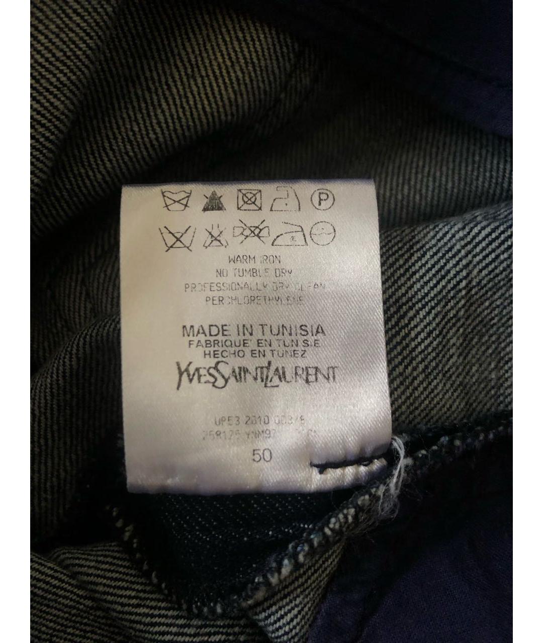 YVES SAINT LAURENT VINTAGE Синие хлопко-полиэстеровые прямые джинсы, фото 7