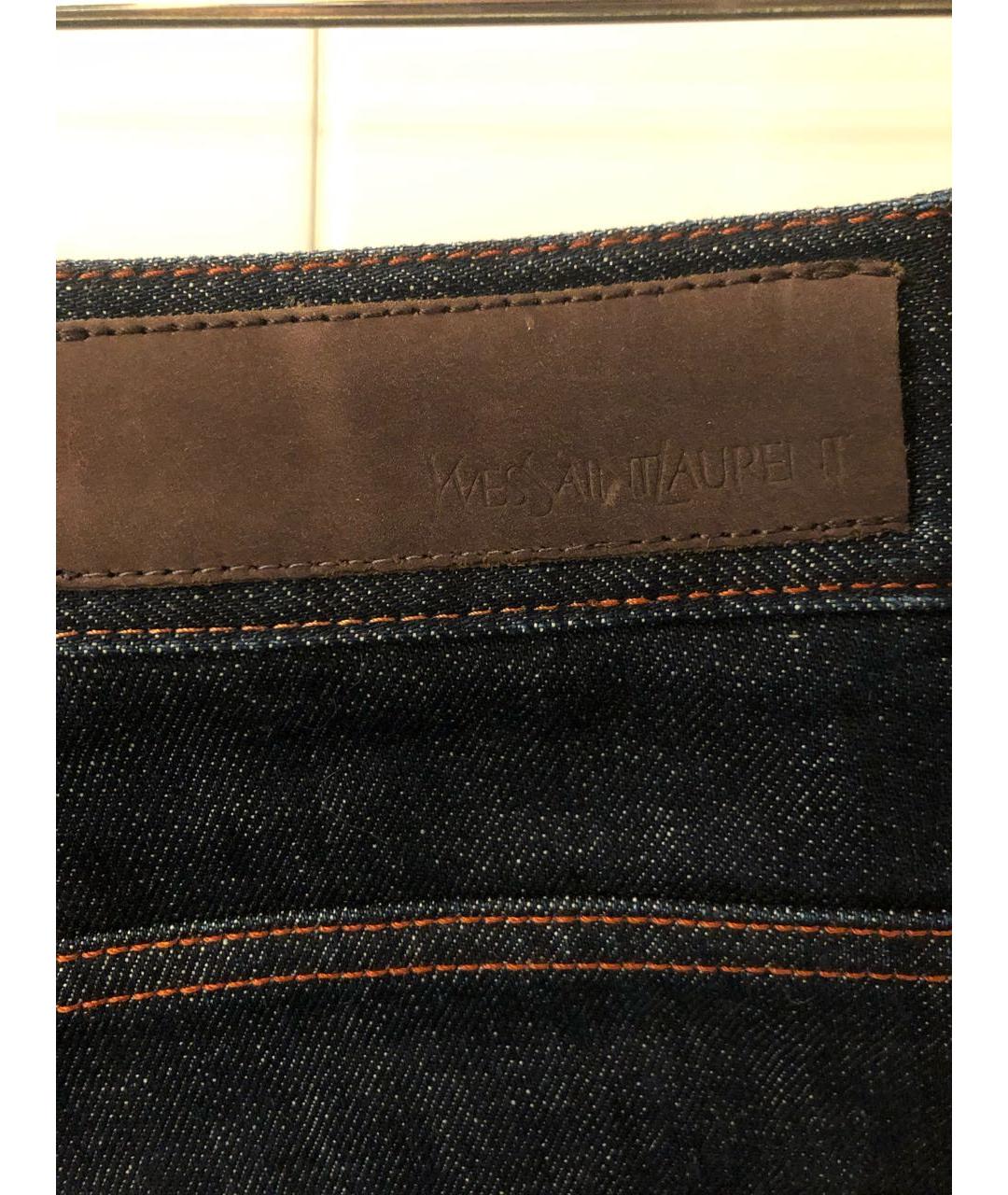 YVES SAINT LAURENT VINTAGE Темно-синие хлопковые прямые джинсы, фото 5