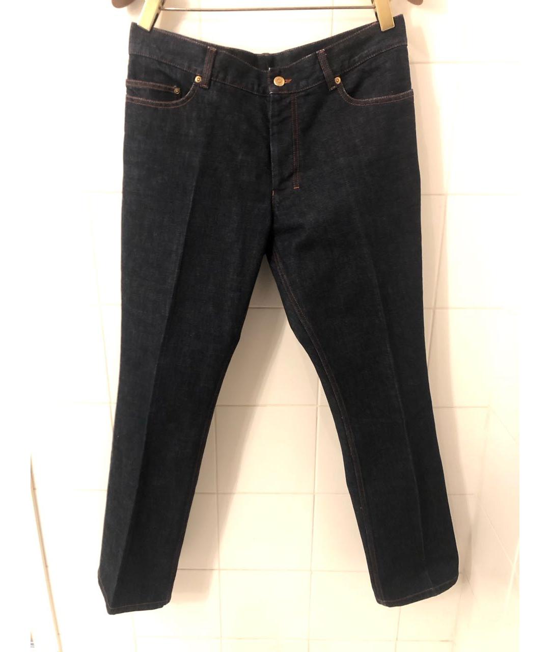 YVES SAINT LAURENT VINTAGE Темно-синие хлопковые прямые джинсы, фото 7