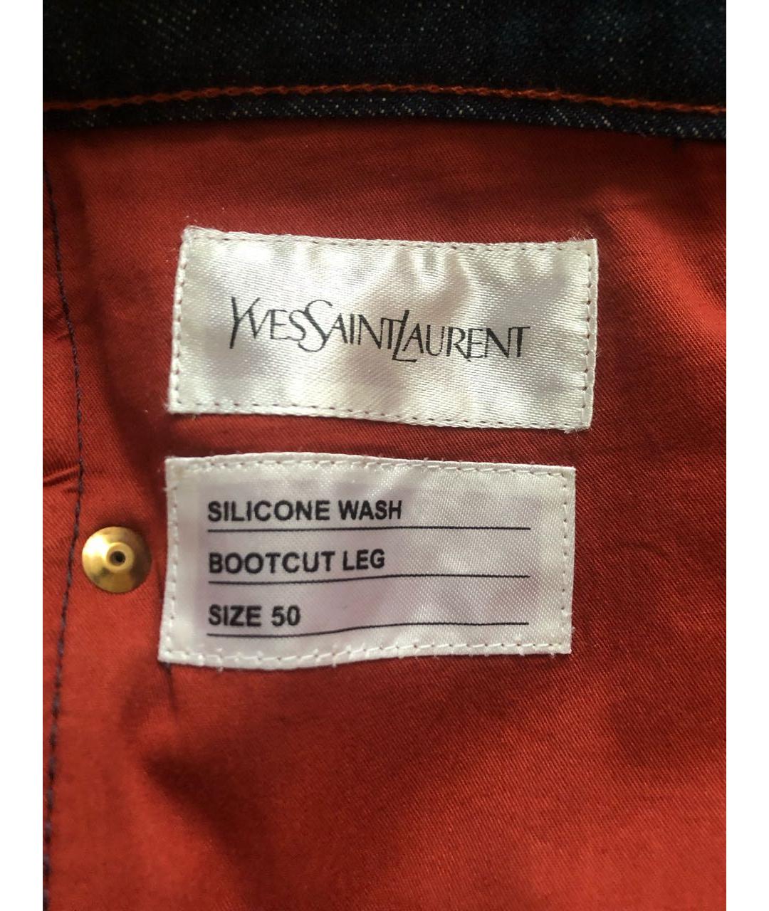 YVES SAINT LAURENT VINTAGE Темно-синие хлопковые прямые джинсы, фото 4