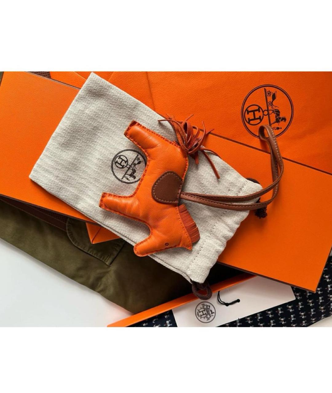 HERMES Оранжевый брелок, фото 8