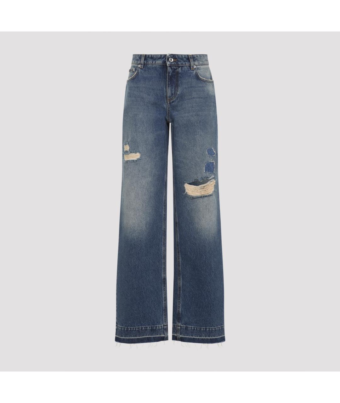 DOLCE&GABBANA Синие хлопковые прямые джинсы, фото 4