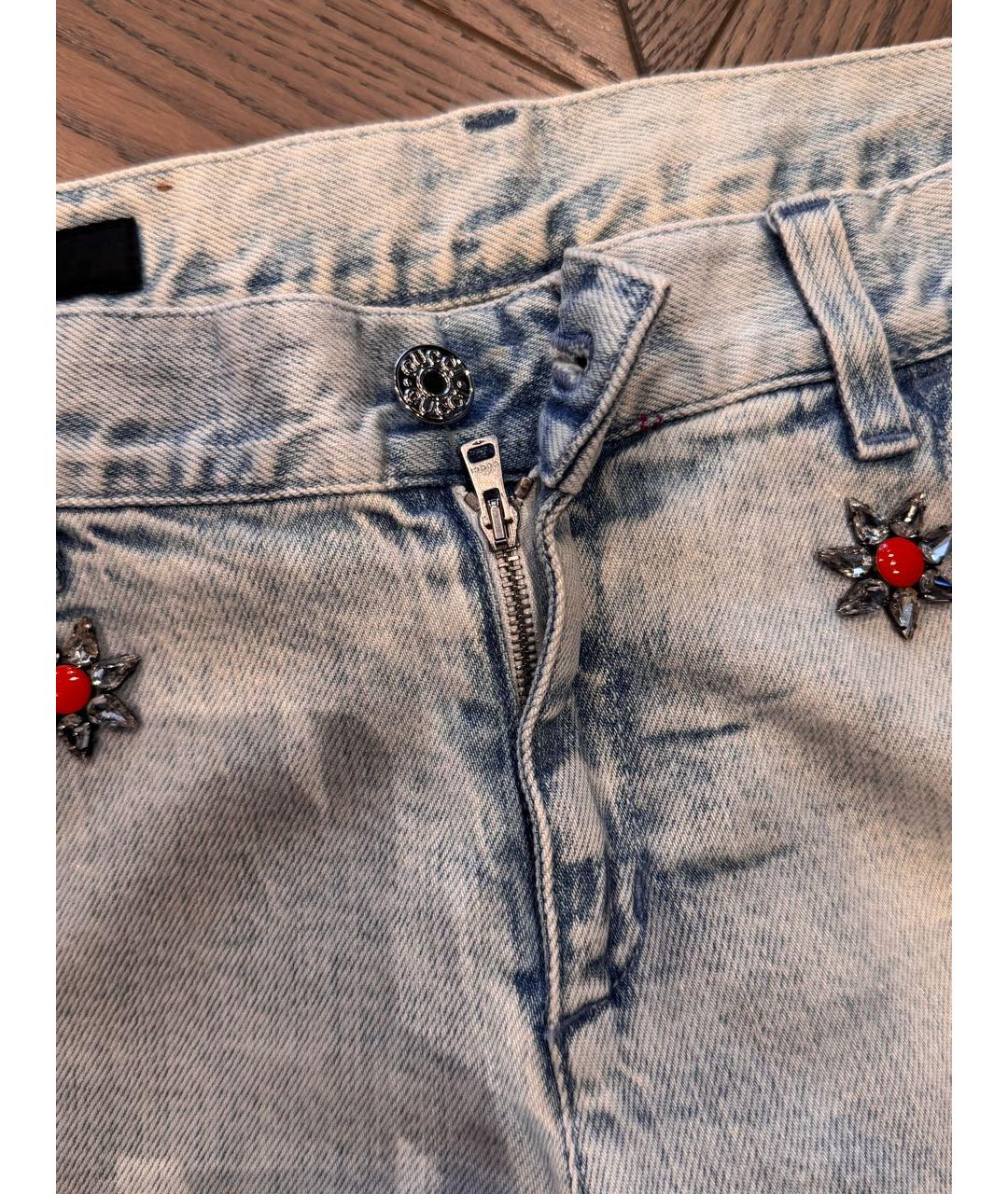 GUCCI Голубые хлопковые прямые джинсы, фото 3