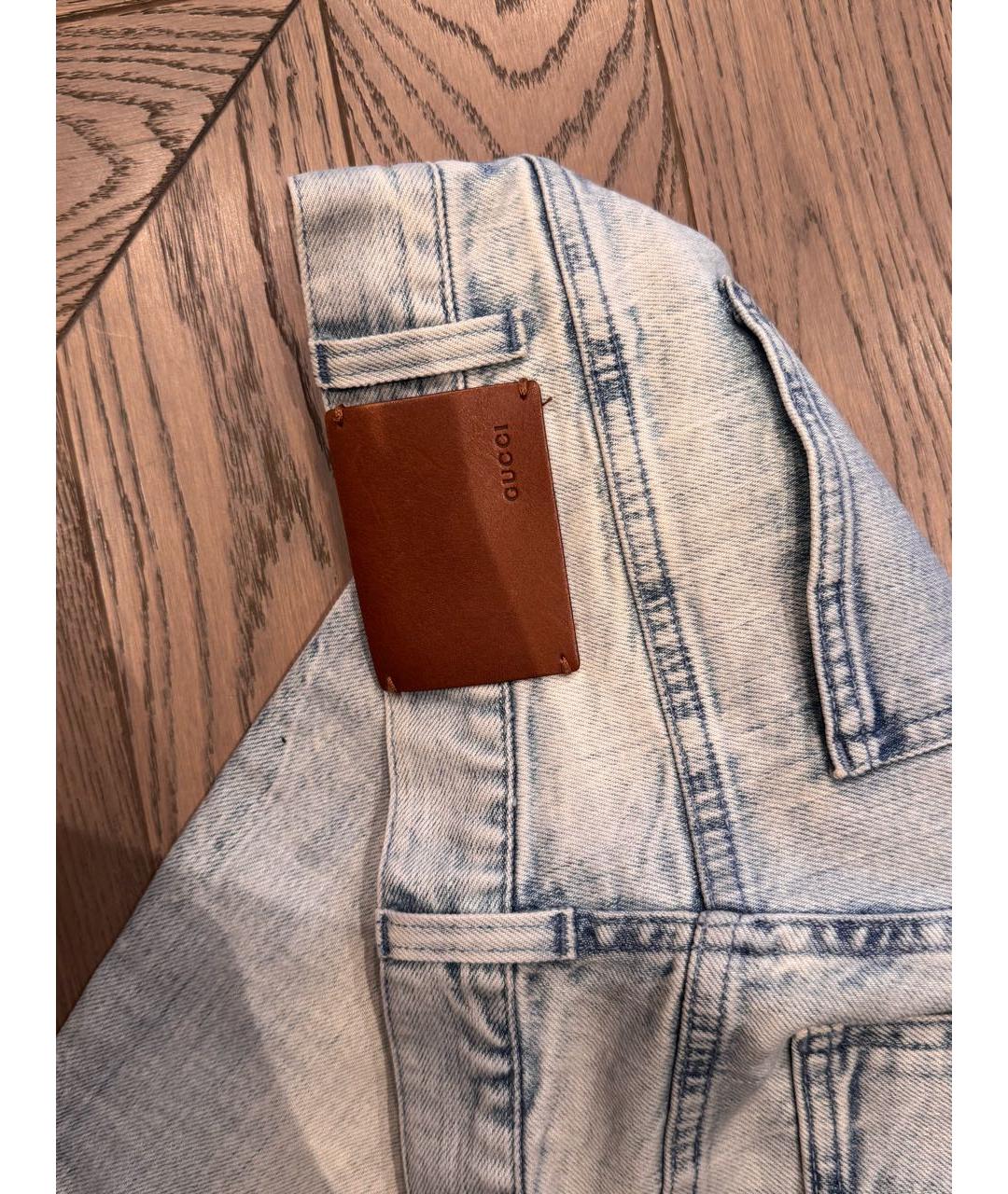 GUCCI Голубые хлопковые прямые джинсы, фото 6