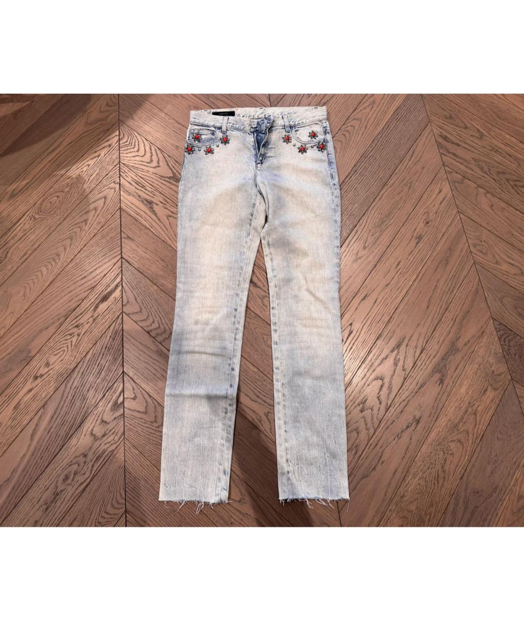 GUCCI Голубые хлопковые прямые джинсы, фото 7