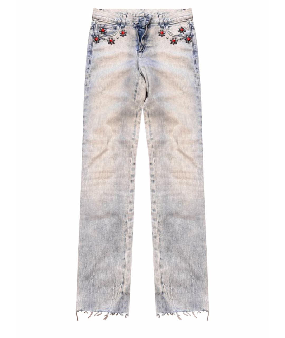 GUCCI Голубые хлопковые прямые джинсы, фото 1