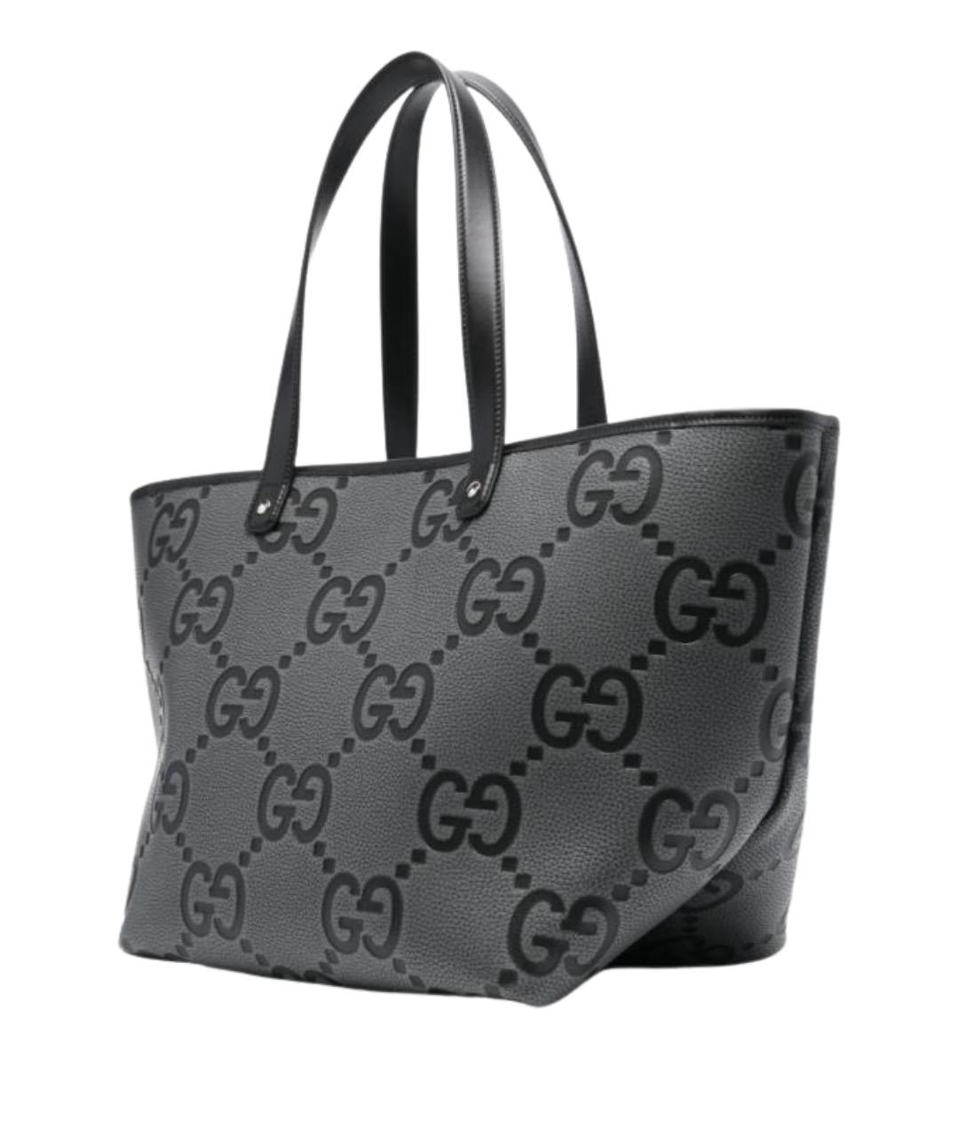 GUCCI Черная кожаная сумка тоут, фото 2