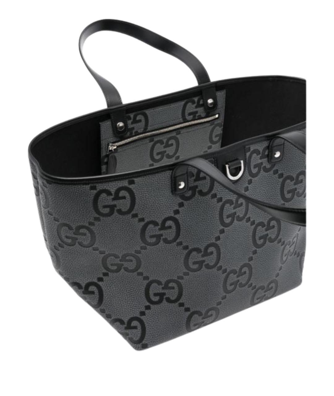 GUCCI Черная кожаная сумка тоут, фото 3