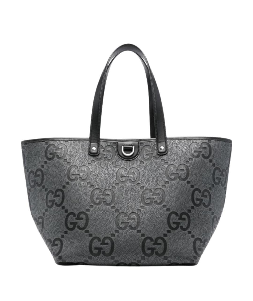 GUCCI Черная кожаная сумка тоут, фото 1