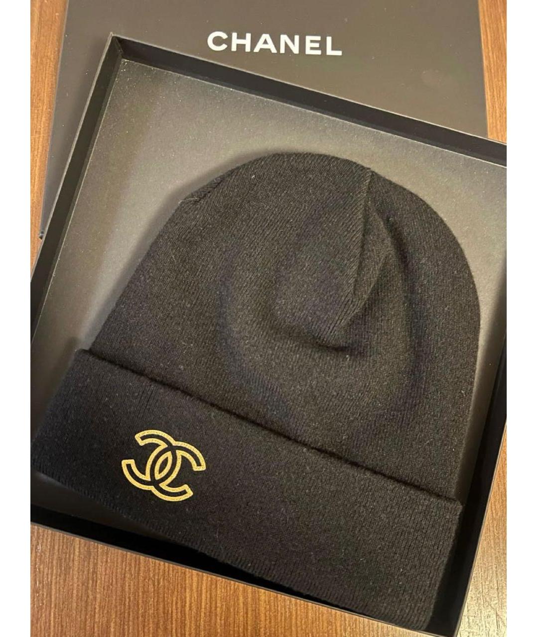 CHANEL Черная шерстяная шапка, фото 5