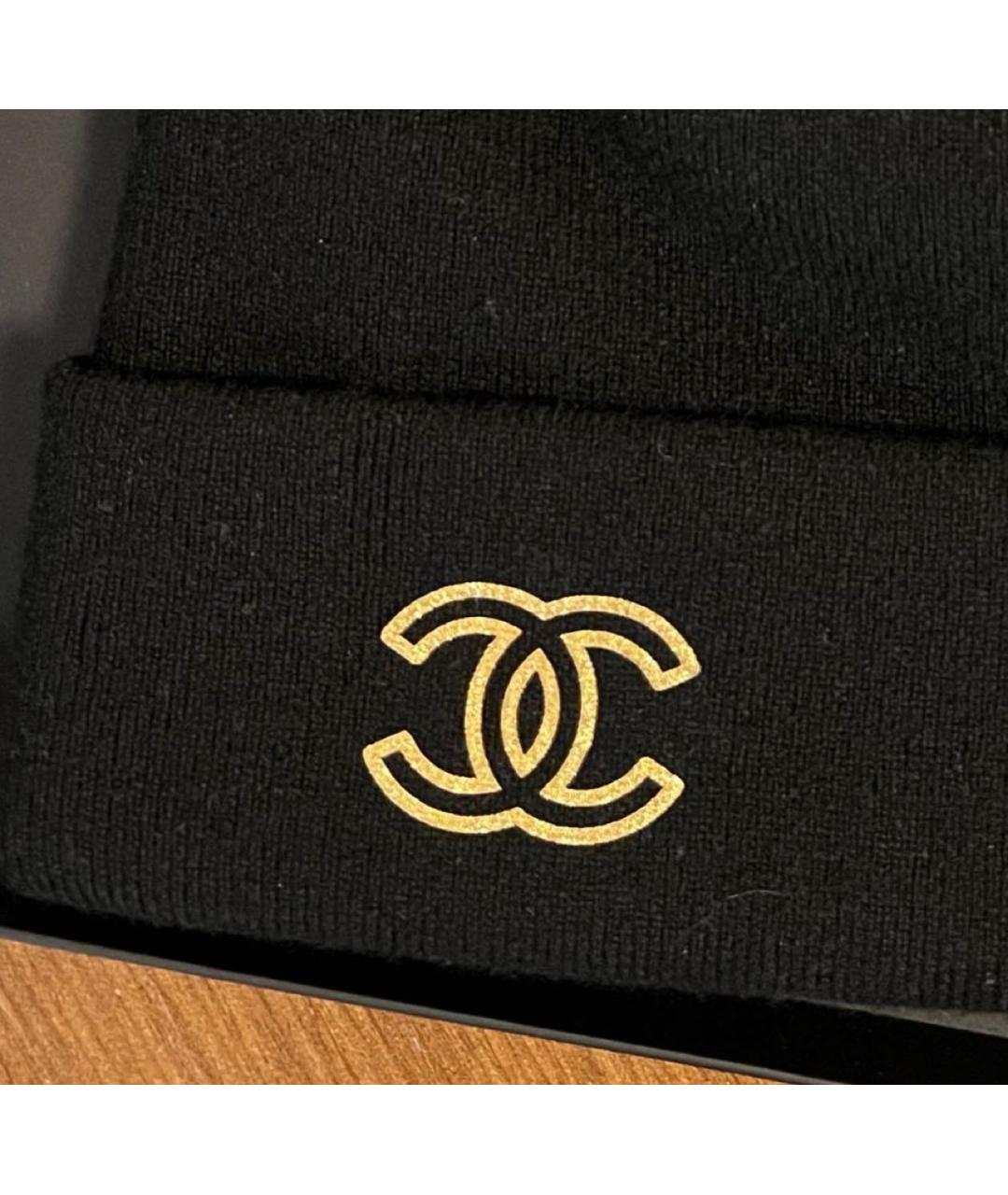 CHANEL Черная шерстяная шапка, фото 3