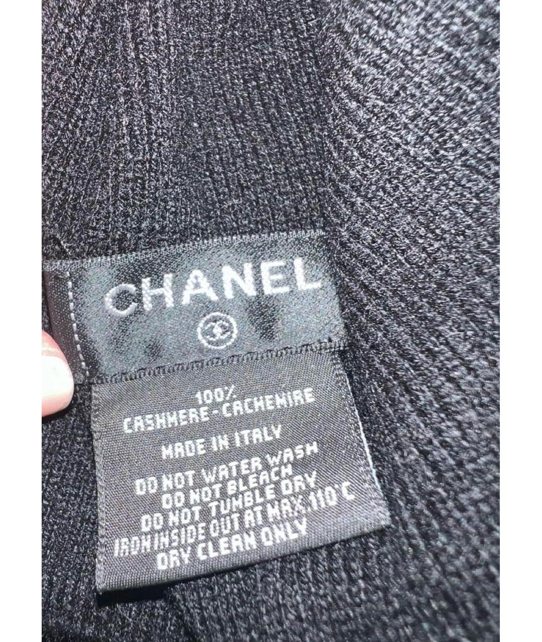CHANEL Черная шерстяная шапка, фото 4