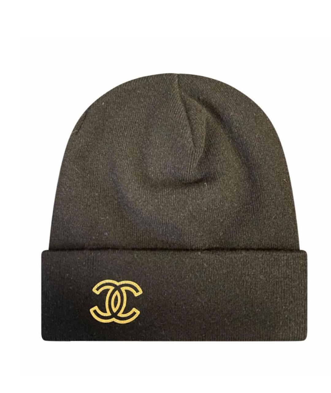 CHANEL Черная шерстяная шапка, фото 1