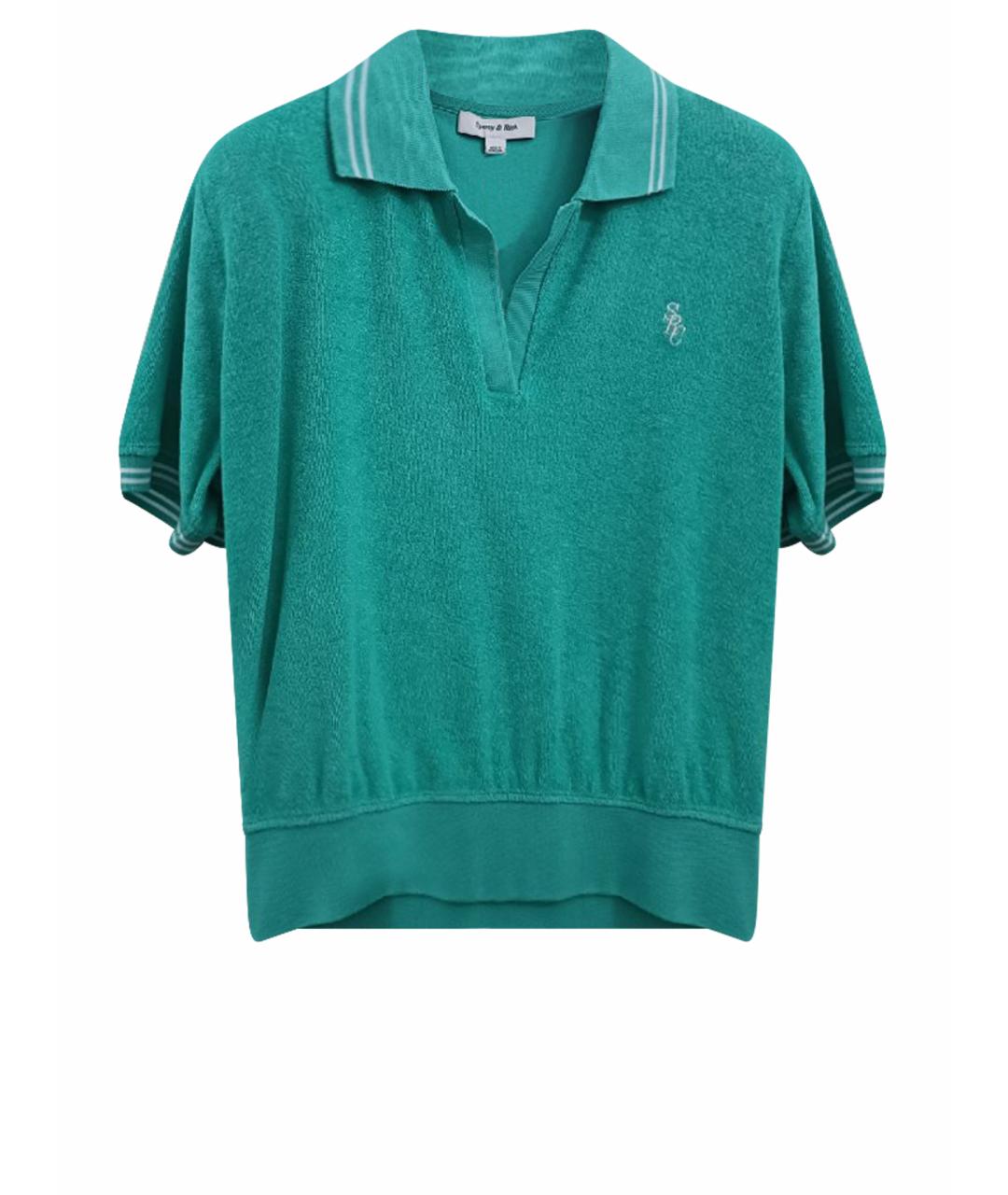 SPORTY AND RICH Бирюзовая хлопковая футболка, фото 1