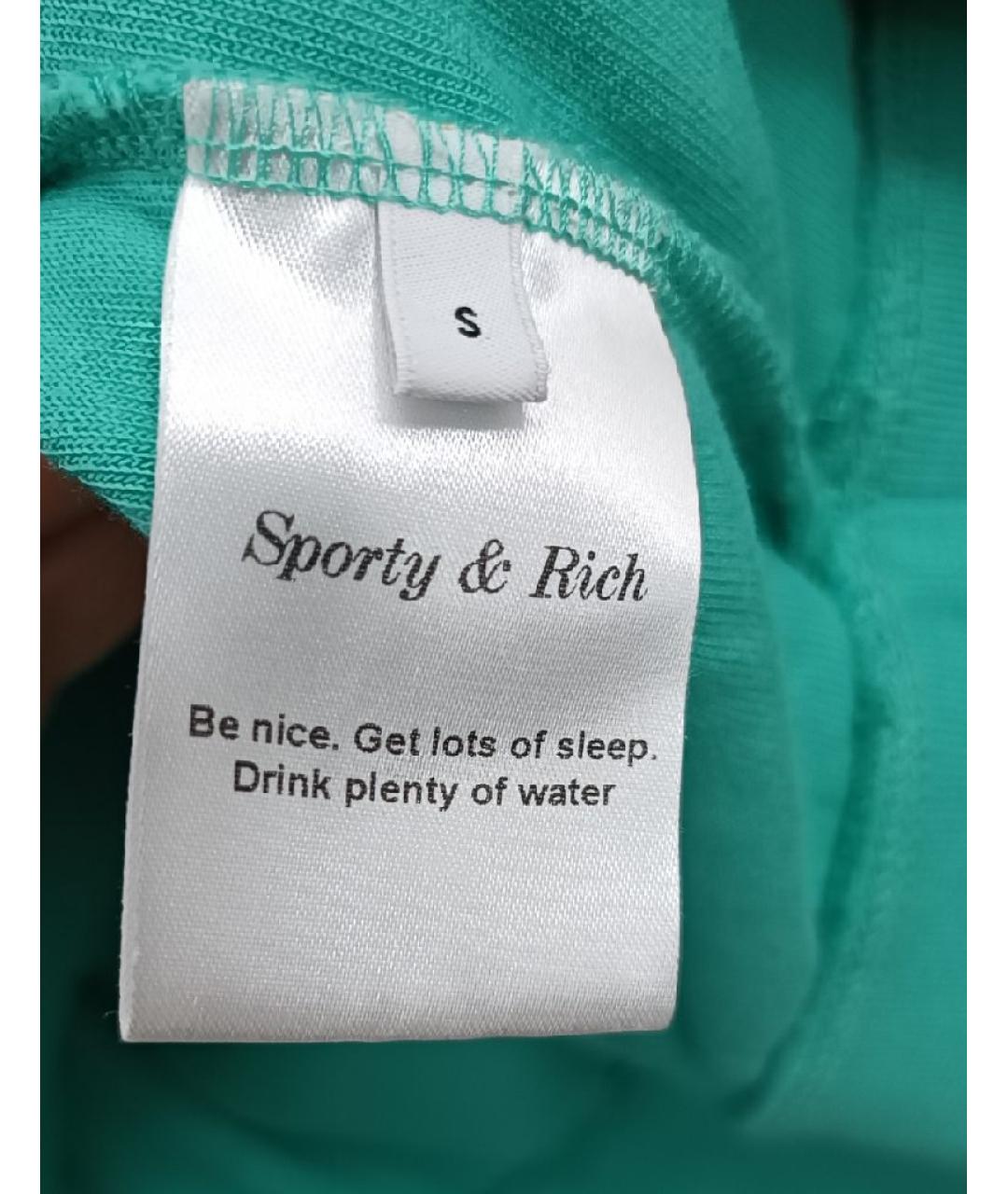 SPORTY AND RICH Бирюзовая хлопковая футболка, фото 4