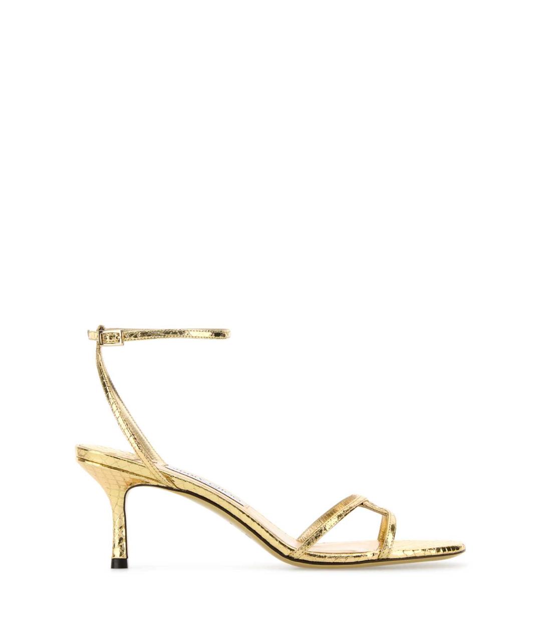 JIMMY CHOO Золотые кожаные босоножки, фото 1