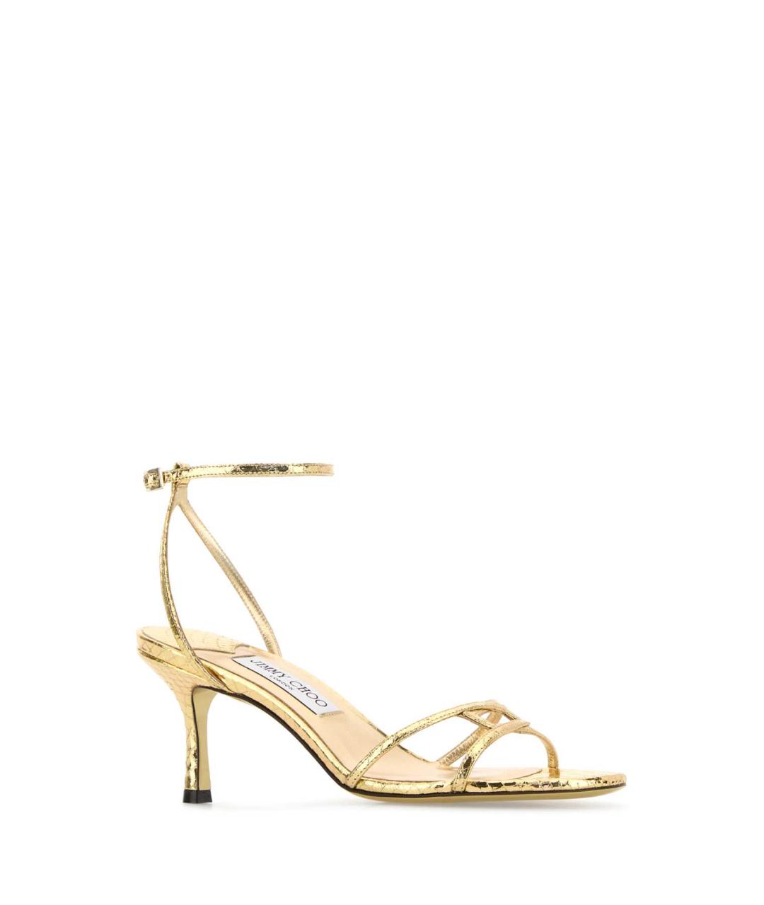 JIMMY CHOO Золотые кожаные босоножки, фото 2
