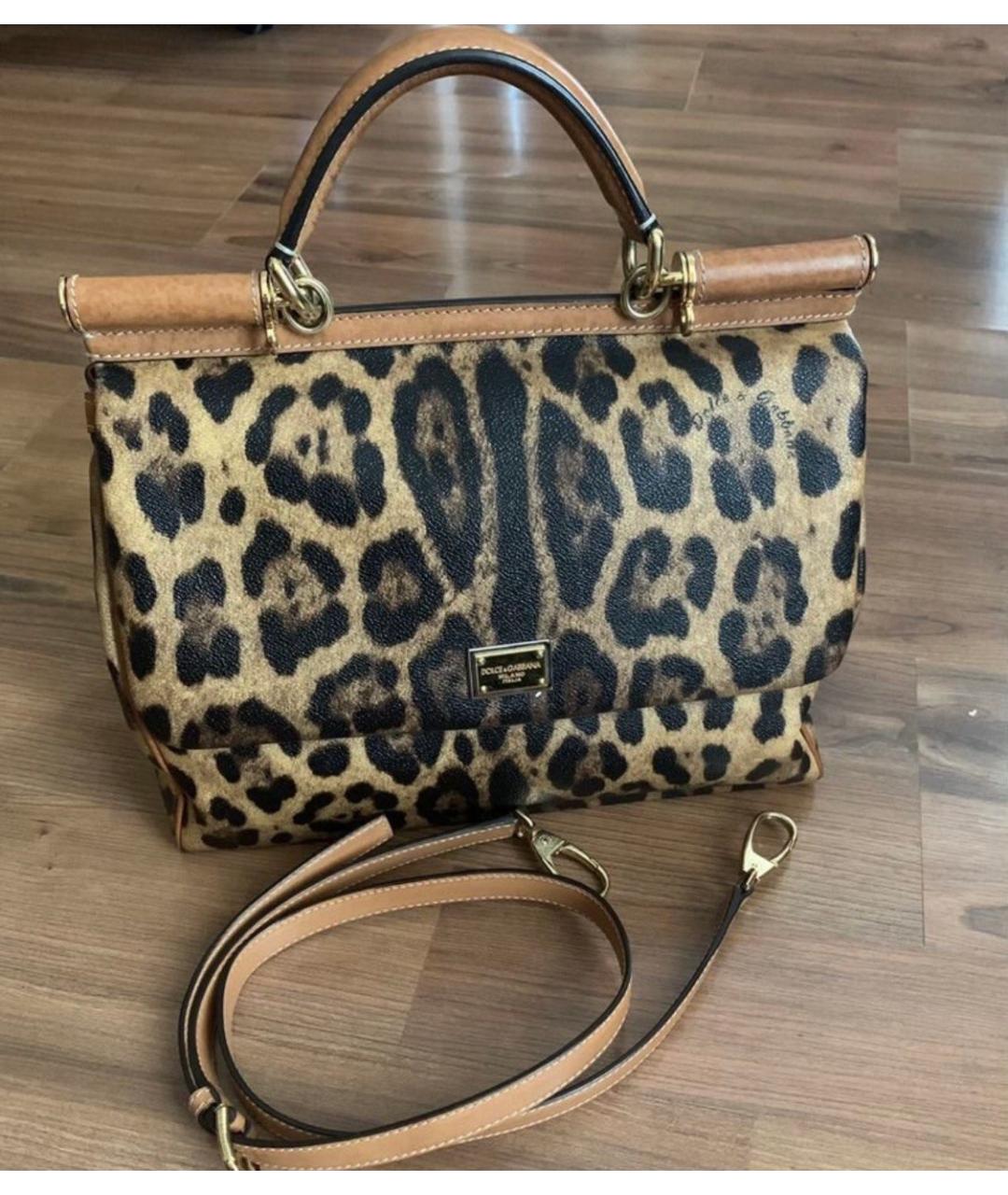 DOLCE&GABBANA Коричневая кожаная сумка с короткими ручками, фото 5