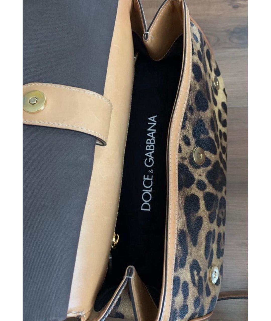 DOLCE&GABBANA Коричневая кожаная сумка с короткими ручками, фото 3