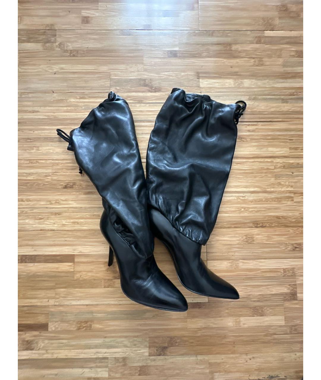 HELMUT LANG Черные кожаные сапоги, фото 2